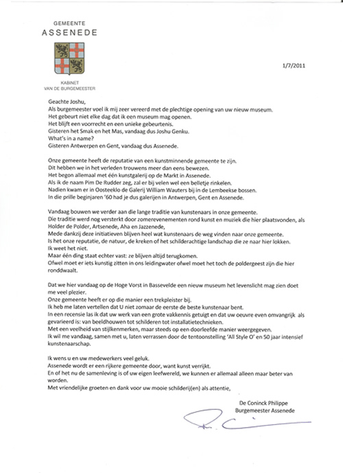 Brief Burgemeester Assenede